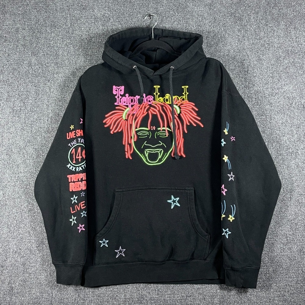 Trippie Redd Trippieland Pullover Hoodie Black Mens Size Medium #3247